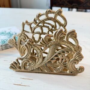 Vintage Ornate Brass Napkin/Letter/Photo Holder